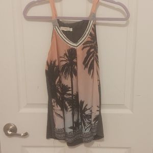 Boho Rewind Tropical pink and green tank top